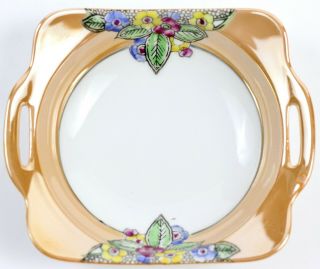 Vintage Noritake Art Deco Lusterware Bowl With Handles Hand Painted Floral Japan