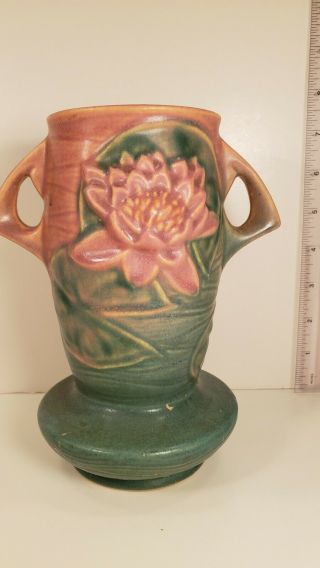 Vintage Roseville Pottery Pink Water Lily Vase 75 - 7,  Circa 1943