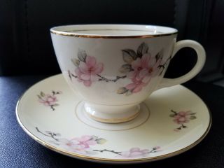Homer Laughlin Eggshell Nautilus Apple Blossom Cup And Saucer Set