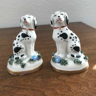 Antique Spotted Dog Figurines Staffordshire Red Anchor Mark Chelsea