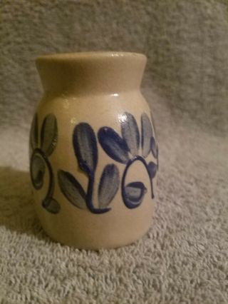 Beaumont Brothers Pottery Bbp Salt Glaze Blue &tan Miniature Crock Jar