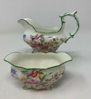 Hammersley Bone China Bridal Rose Sugar & Creamer Tea Cup Set Teapot