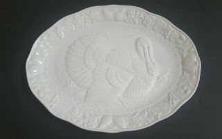 Large 17 " Turkey Serving Platter Cream Color R H Macy & Co Collectible Plate