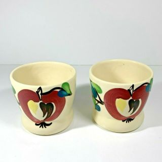 2 Purinton Apple Slip Ware Juice Cups Mugs Tumblers Slipware Hand Painted