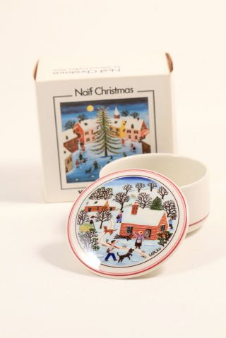 Villeroy & Boch Naif Christmas By Laplau Covered Candy Trinket Box Dish 3” Boxed