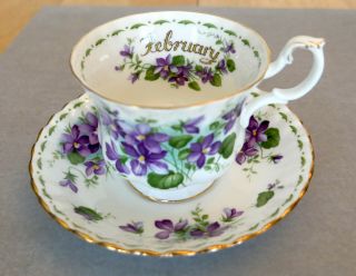 Vintage Royal Albert Flower Of The Month February Violets Teacup & Saucer,  Exc