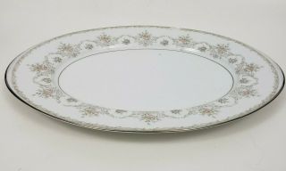 Sango Japan Kenwood Fine China Set Serving Platter Plate Floral Silver 14 "