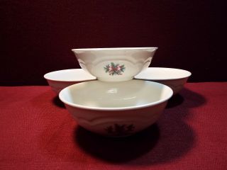 Set Of (4) Pfaltzgraff Red Ribbons 6 1/4 " Soup/cereal Bowls