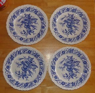 4 Vintage,  Wedgwood Of Etruria,  Cornflower Blue Dinner Plates,  Shell Edge