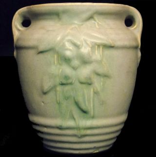 Antique/vintage Art Deco Brush Mccoy Vase Green Tan Mission Design Pottery Vase