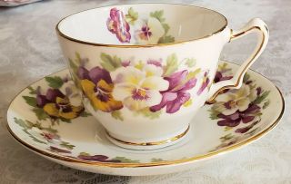 Vintage Crown Staffordshire Fine Bone China Tea Cup And Saucer England
