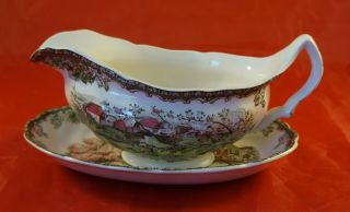 Gravy Boat And Stand From Johnson Brothers In Friendly Village Pattern