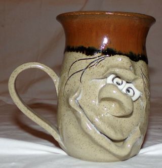 Pretty Ugly Pottery Face Coffee Cup Mug Wales Glazed Stoneware