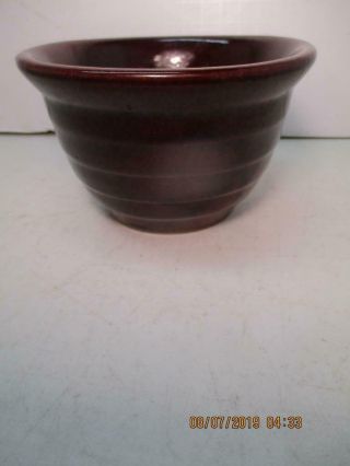Maple Leaf Monmouth Usa Pottery Stoneware 5 " Brown Ribbed Beehive Bowl Vintage