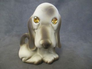 B1 Roselane Pottery Basset Hound Sparkler Eyes Ceramic Figurine