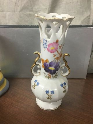 8 " Hand Painted Porcelain Flower Vase Made In Occupied Japan