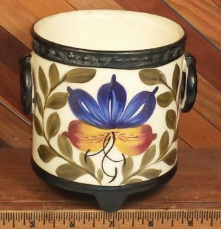 Erphila Art Pottery Czechoslovakia Vintage Hand Painted Floral Potter Planter