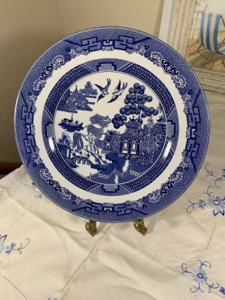 One Large Blue Willow Dinner Plate 10 - 7/8” By Johnson Brothers England