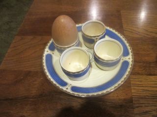 Antique Booths England Ribstone Ware Boo39 4 Egg Cups,  Plate