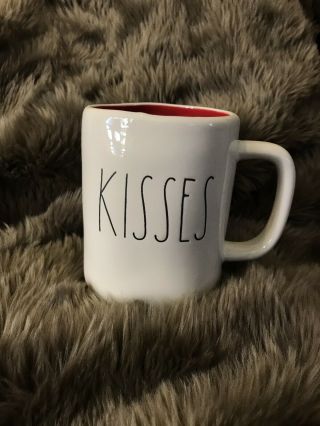 Rae Dunn Ll Valentine’s Day Mug - Kisses With Red Inside