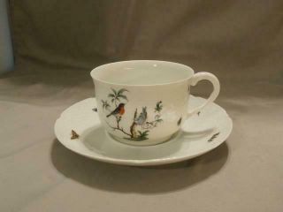 Raynaud Limoges Ceralene Les Oiseaux 3 Cups 4 Saucers Vieil Osier Birds Insects 4