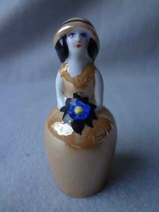 Vintage Noritake Art Deco Carmel/ Gold Luster Figural Woman Salt Or Pepper