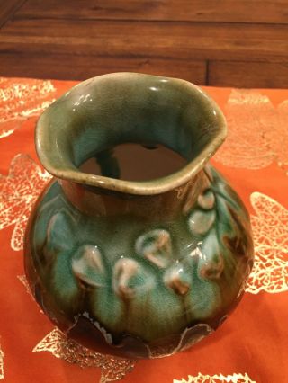 Vintage Green Drip Glaze Art Pottery Vase 5 
