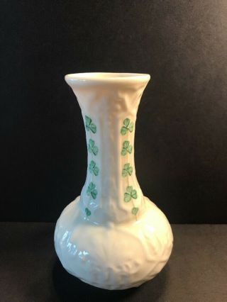Vintage Belleek Irish Parian Porcelain Shamrock Spill Bud Vase Sixth Green Mark