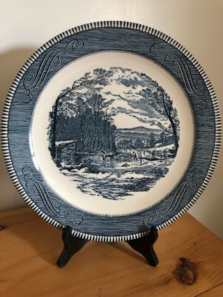 Currier And Ives Royal China Chop Plate 12 1/4 " Round Platter " Getting Ice "