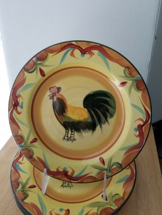 Set Of Four Tuscan Rooster Salad Plates 8 1/2 Inches Pfaltzgraff Hand Painted
