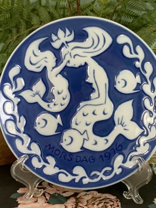 1976 Royal Copenhagen Mother’s Day Porcelain Wall Plate Mors Dag Mermaid Blue