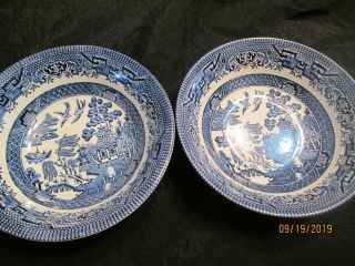 Churchill England Blue Willow Set Of 2 Soup Bowls