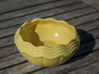Yellow McCoy Pottery Bowl Planter Mid Century Vintage 2