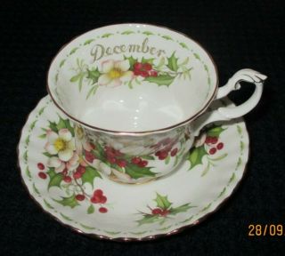 Royal Albert " Christmas Rose " Bone China Tea Cup & Saucer - Flower Of The Month