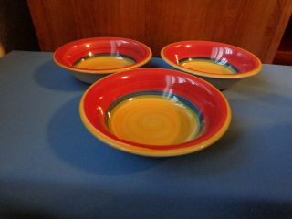 3 Royal Norfolk Mambo Stoneware 7 " Dinner/dessert/cereal Bowls Greenbrier Intl