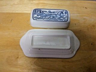 Vintage Royal China Currier & Ives Blue And White Covered Butter Dish