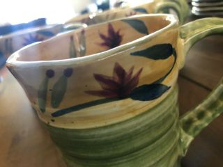 Set Of 5 Pier 1 Elizabeth Large Floral Hand Painted Stoneware Coffee Mugs