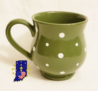 ⭐ Temp - Tations By Tara Green With White Polka Dots Coffee Mug 14oz.  ⭐