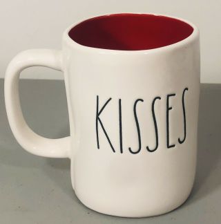 Rae Dunn Hugs/kisses Mug Double Sided W/ Red Interior Valentine’s Day