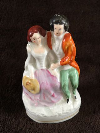 19c English Staffordshire Figurine,  Man And Woman Courting.  Collectible,  A,