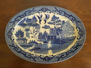 Vintage Blue Willow Oval Platter 12 1/2 " X 9 " Japan