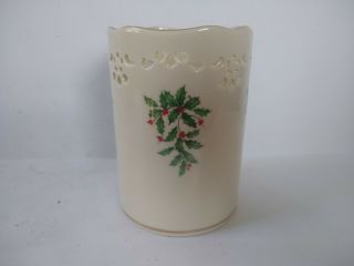 Lenox Holiday Pierced Large Pillar Candle Holder Porcelain