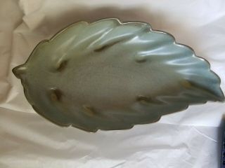 Vintage Frankoma Pottery Plainsman Prairie Green 226 Leaf 12 1/2 " Bowl