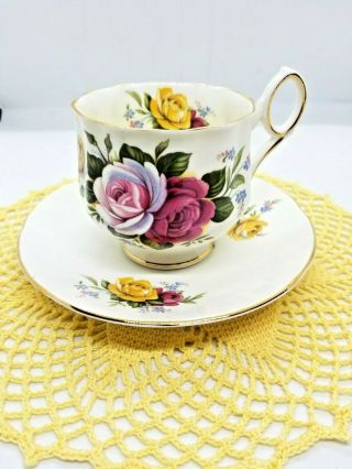 Vtg Royal Crest Roses Tea Cup And Saucer Fine Bone China Nr - 6