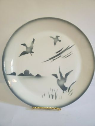 Vintage Syracuse China Syralite Airbrushed Ducks In Flight Dinner Plate