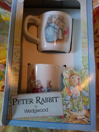 Vintage 1992 Peter Rabbit 2 Piece Coffe Mug Cup Set By Wedgwood - Beatrix Potter
