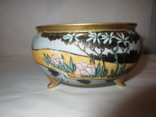 Antique Japanese Nippon Morimura Bros.  Bowl With Lotus Flower Gold Gilt