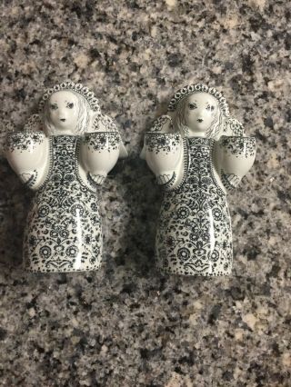 Two Vintage Nymolle Denmark Decor Angel Candle Holders