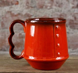 Vintage Metlox Poppytrail Red Rooster Red Handled Mug 3.  5 "