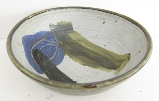 Abstract Modern Handmade Glazed Stoneware Art Pottery Bowl Signed Whitney 16 "
